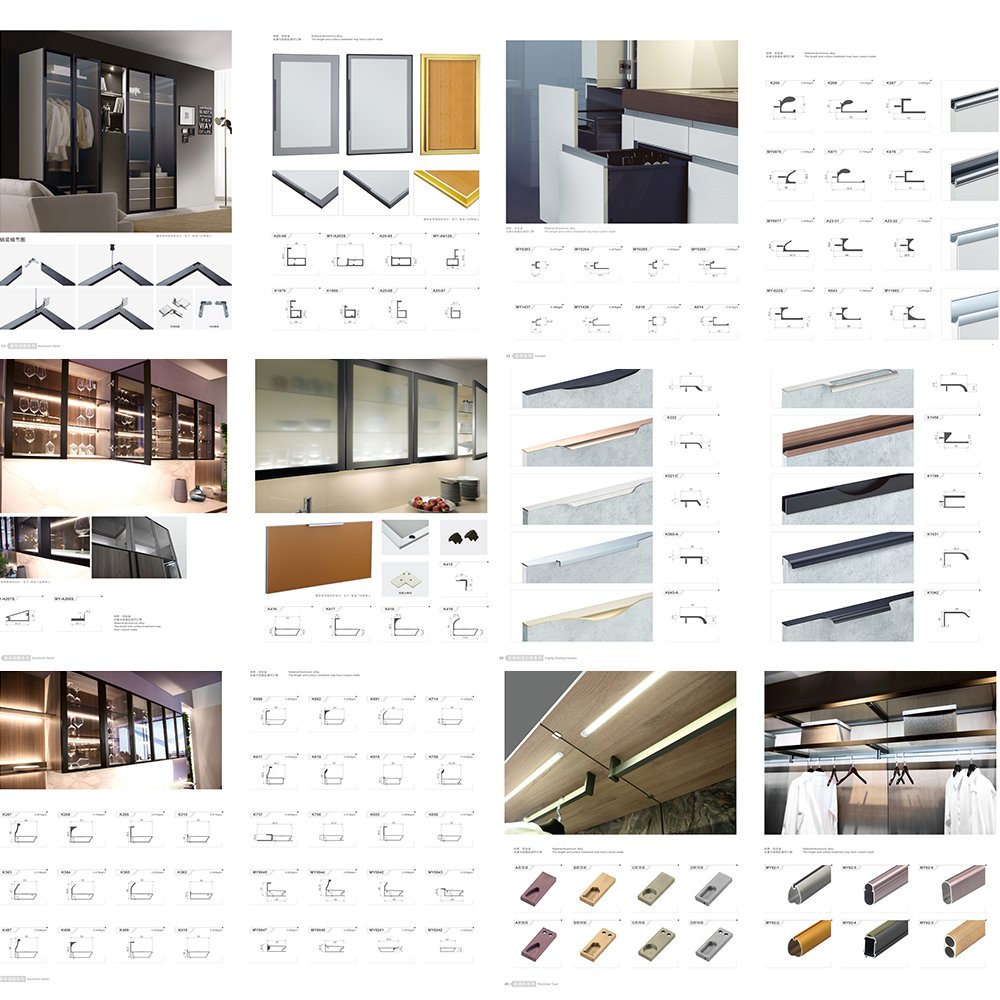 Modern Minimalist Furnituure Anodize Black Aluminium Door Glass Cabinet Aluminum Profile