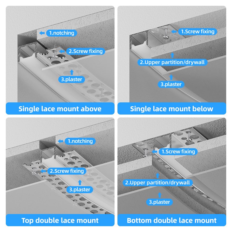 Flexible Bendable Profile Led Aluminum Channel Plaster Recessed LED Aluminum Profile with Silicone Cover