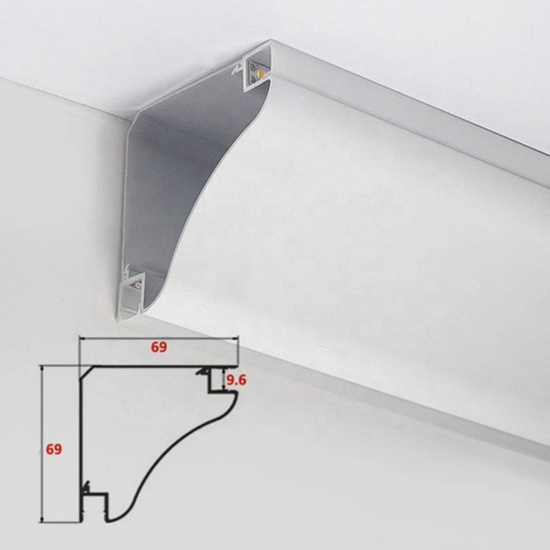 Custom Led Aluminium Profile For Top Ceiling Light Corner LED Strip Cove Lighting