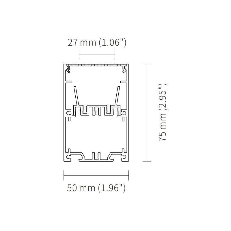 50*75mm KN40 Surface Hoisting Driver in Aluminum Alloy 6063 t5 Profil Extrusion Channel with PC Diffuser Led Aluminum Profile