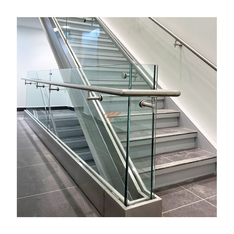 Custom anodized outdoor terrace handrail led extruded aluminum alloy staircase railing u profile for glass stairs