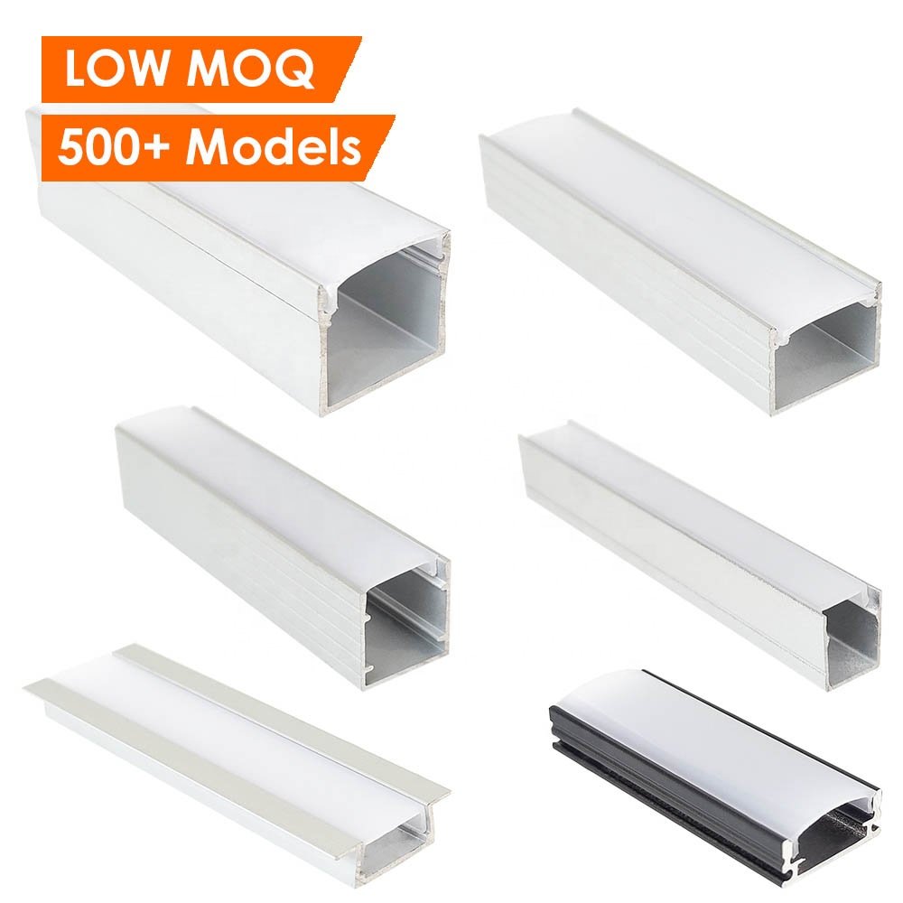 Customized Length LED Strip Aluminium Profiles Frosted Clear Cover Linear Square LED Channel