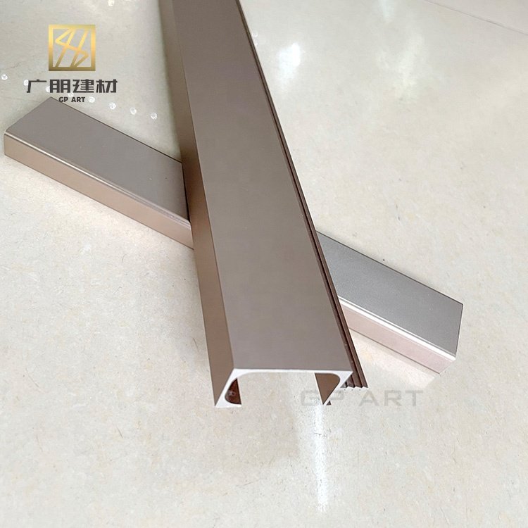 Factory Direct rose gold aluminium frame sections anodized G handle aluminium profile for kitchen cabinet