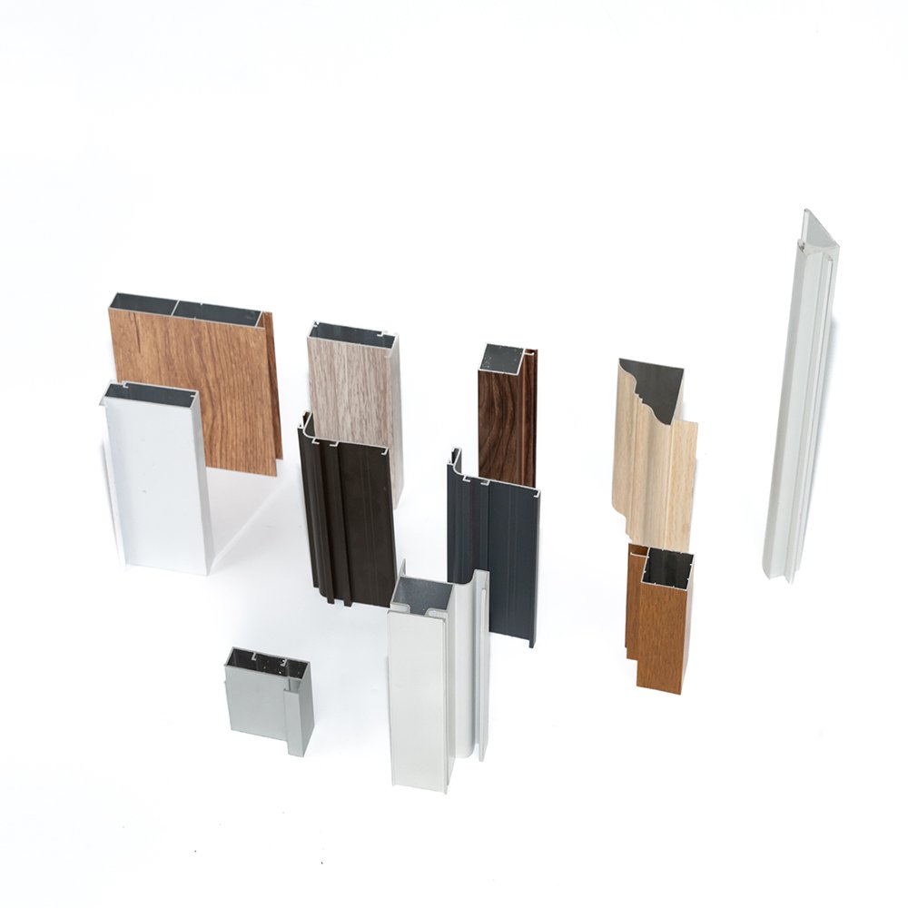 6063 t5 Wooden Grain Gola aluminium frame kitchen cabinet wardrobe frame glass door profile LED Aluminum Profiles