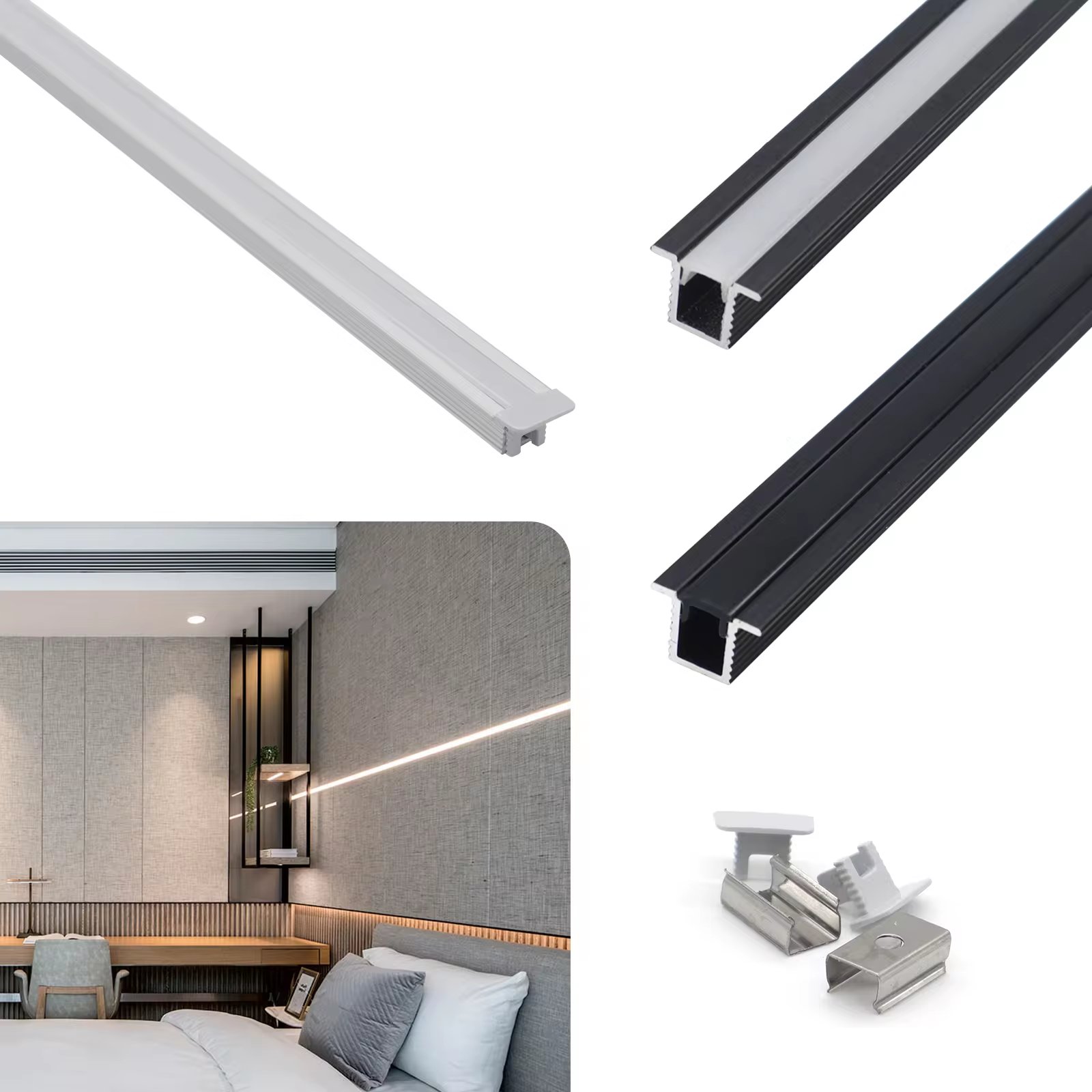 1515 6063 Linear Light Black Aluminium Profile LED Strip Light Aluminium Profile for LED Strip Light