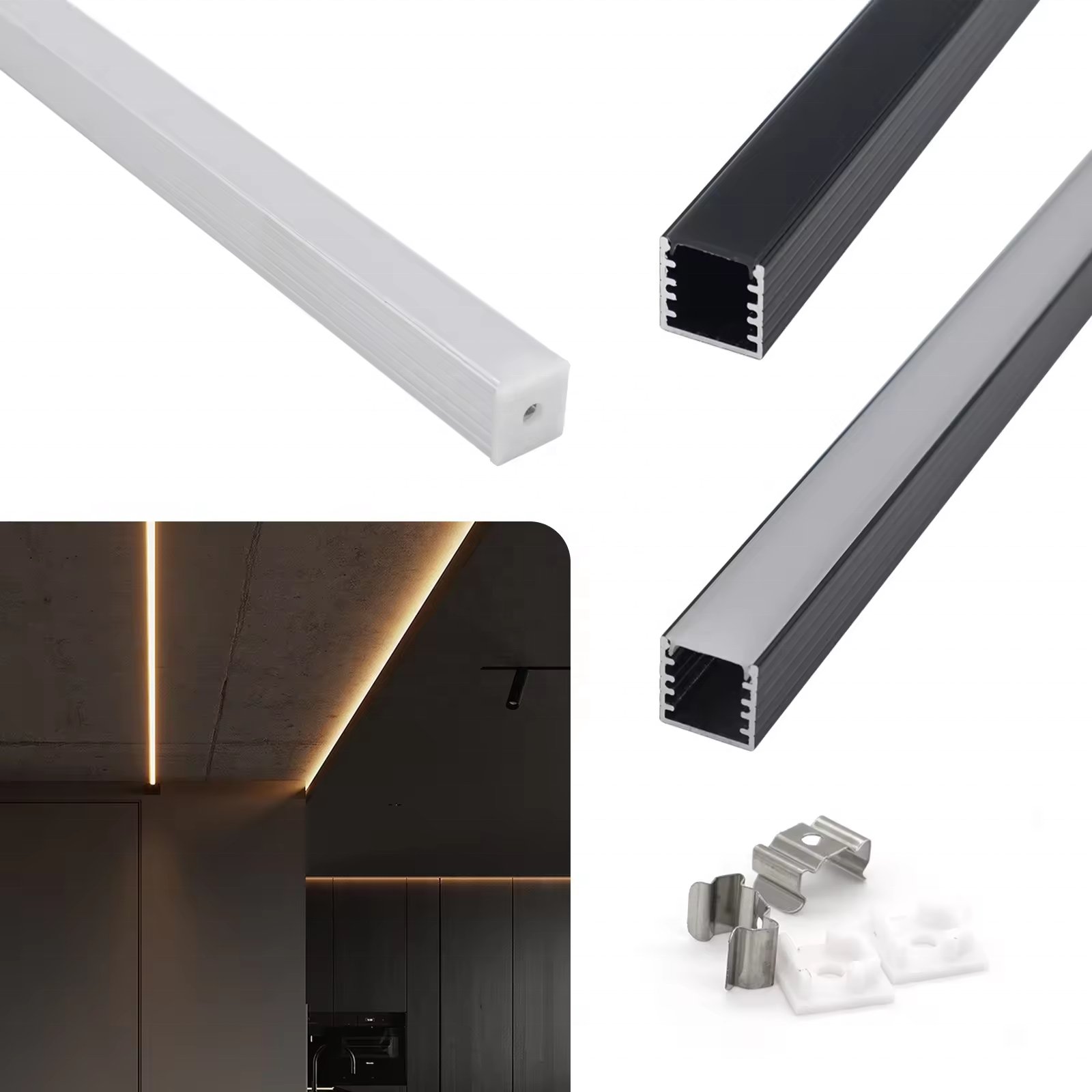 1515 6063 Linear Light Black Aluminium Profile LED Strip Light Aluminium Profile for LED Strip Light