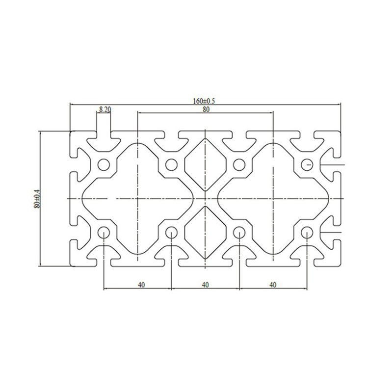 Standard Alu Profile Aluminum Extrusion Perfil Aluminio t-slot 160x80