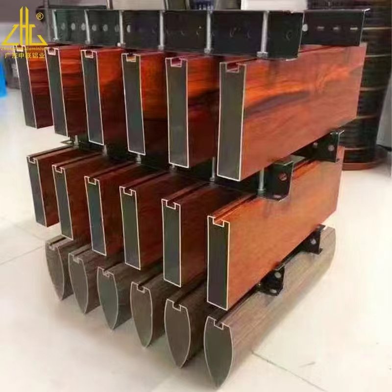 ZHL Manufacturer aluminum timber-look ceilings extrusion profile anodized powder coated battens system aluminum profiles