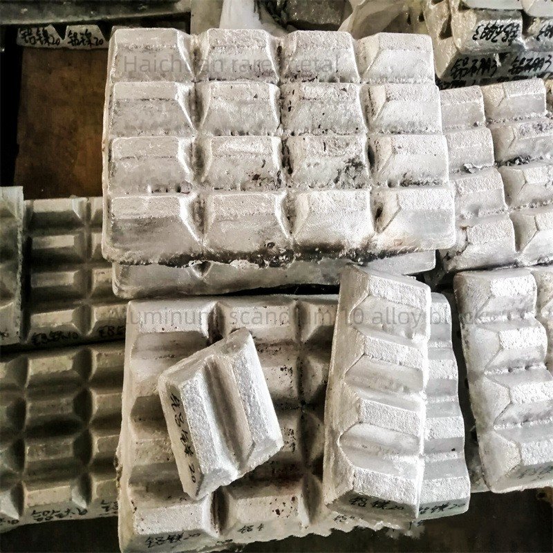 Source manufacturer sell aluminum scandium alloy ingot Al-Sc2 AlSc5 AlSc10 AlSc23 ingot/block