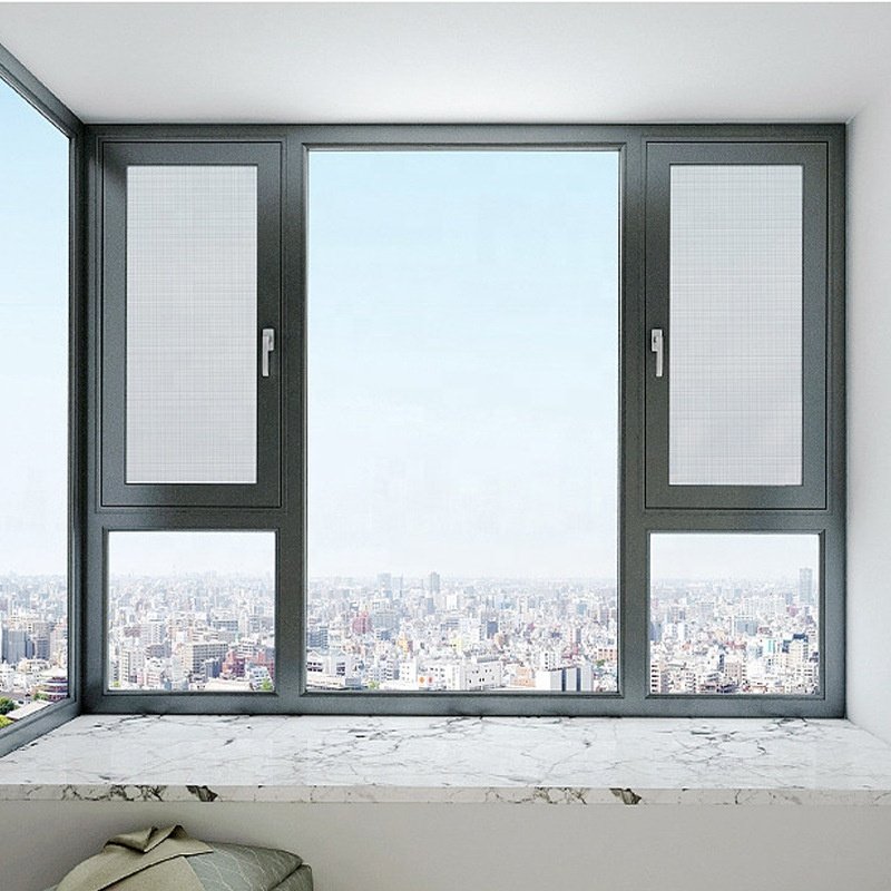 Customized Size Villa House Double Glazed soundproof French Window Bedroom Aluminium casement window