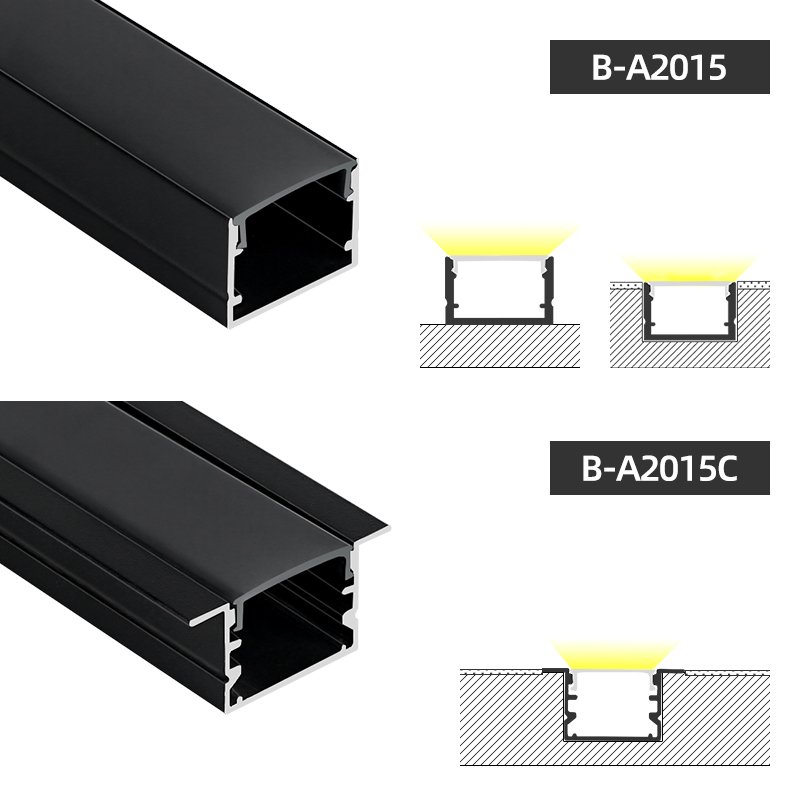 B-A2015 Factory Sale Black Aluminium Profile Strip Channel Extrusion Housing, Led Strip Light Ceiling Aluminum Profile