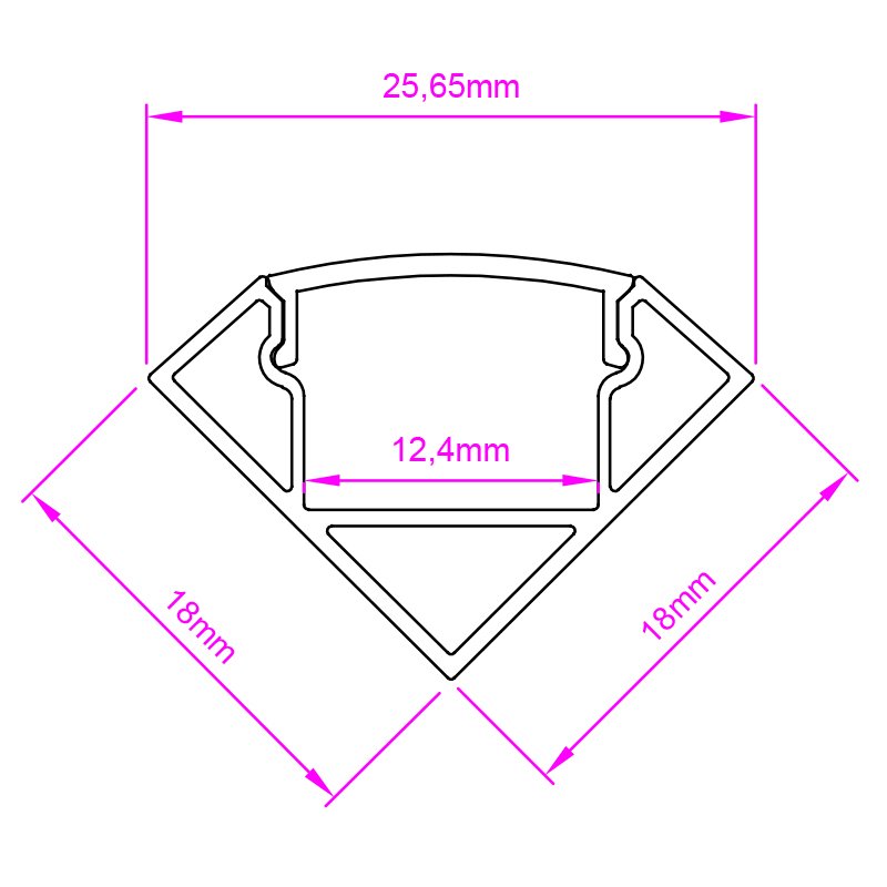 18*18Mm Strip Light Internal Corner LED Profile Corner Connector LED Channel and Diffuser Aluminum Profile for Kitchen Cabinet
