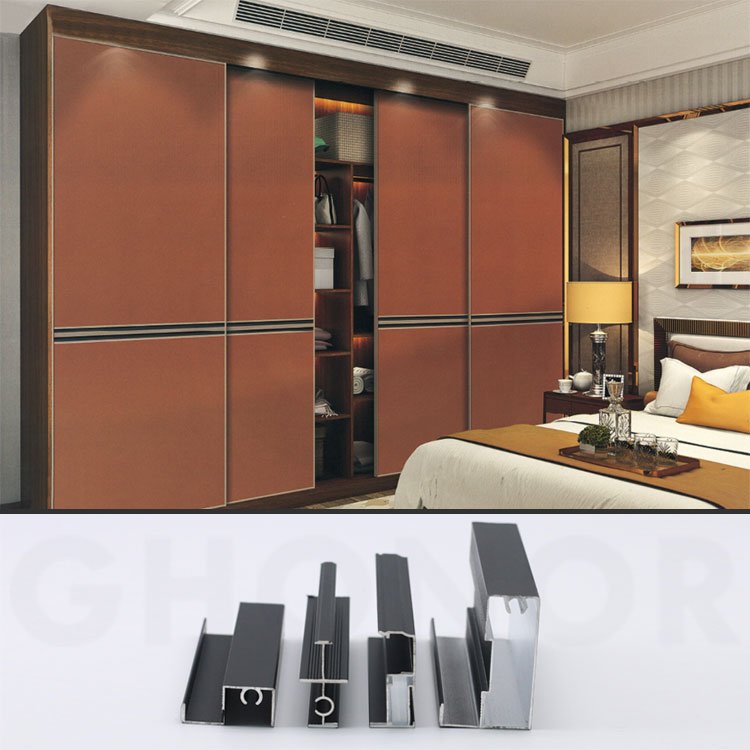 China Foshan Extrusion Interior Aluminum Slim Wardrobe Doors Profiles Sliding Closet Wooden Door Frame Aluminium Profile