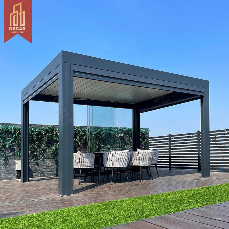 Pergola 3x6m Curved Bracket Pergola Electric Gazebo Retractable Motorized Pergola Bioclimatica Aluminium
