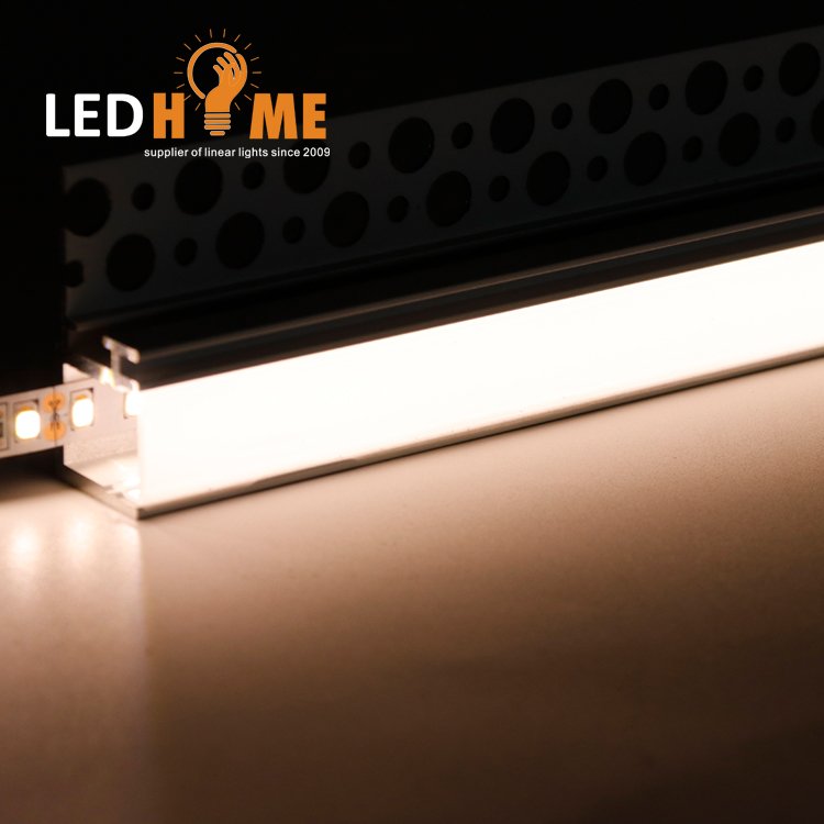 Plaster-in Drywall LED Aluminum profile Plasterboard Recessed extruded Aluminum profile with PC cover