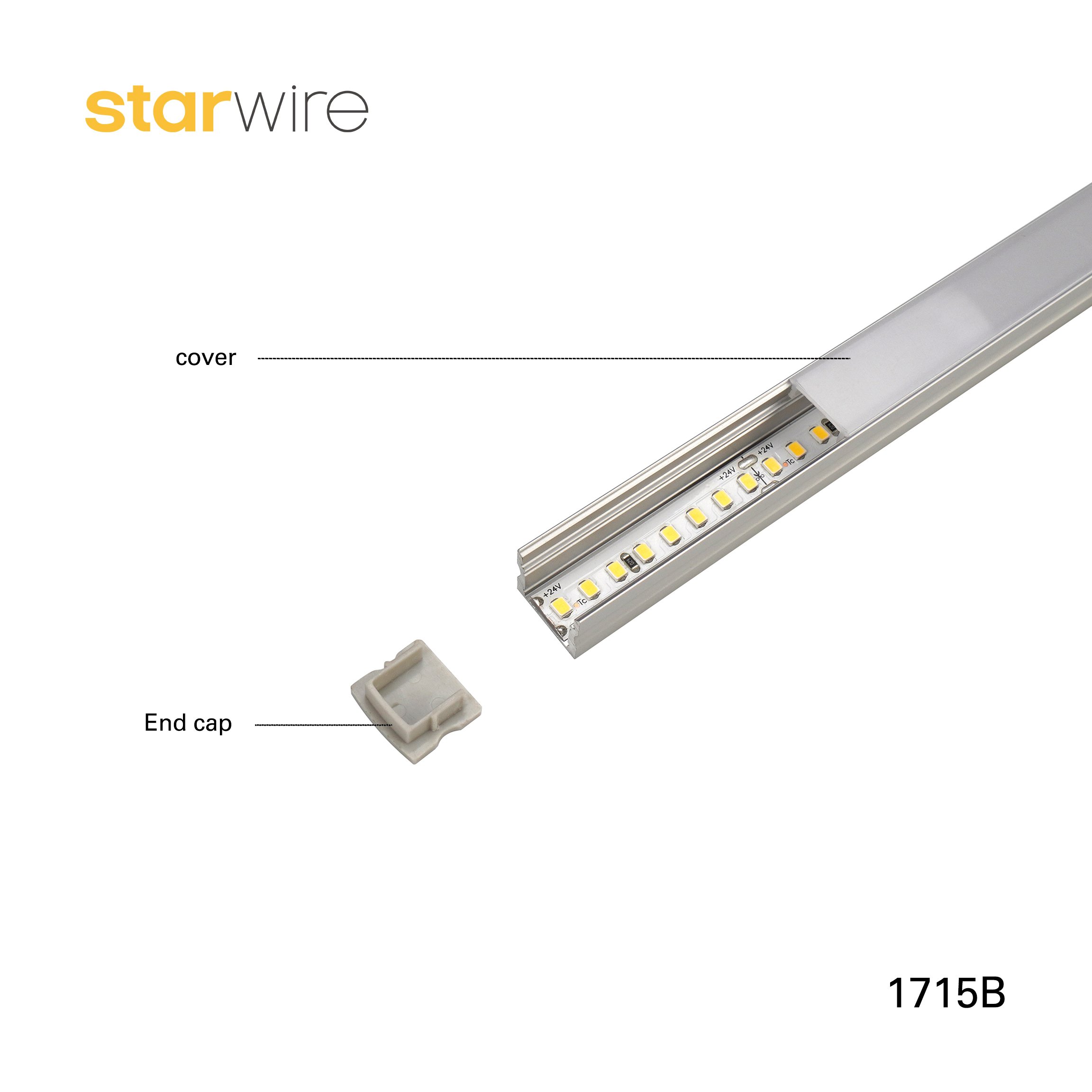 1m 2m 3m A1715B aluminium profile for led lighting strip outdoor and indoor