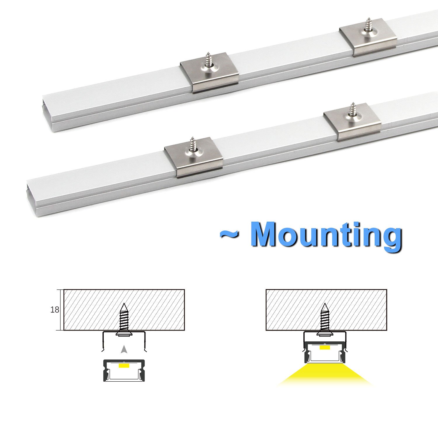 Anodized Surface Aluminium LED Profile Light Recessed Mounted LED Linear Light Aluminium Housing LED Strip Light Anodizing 90 80
