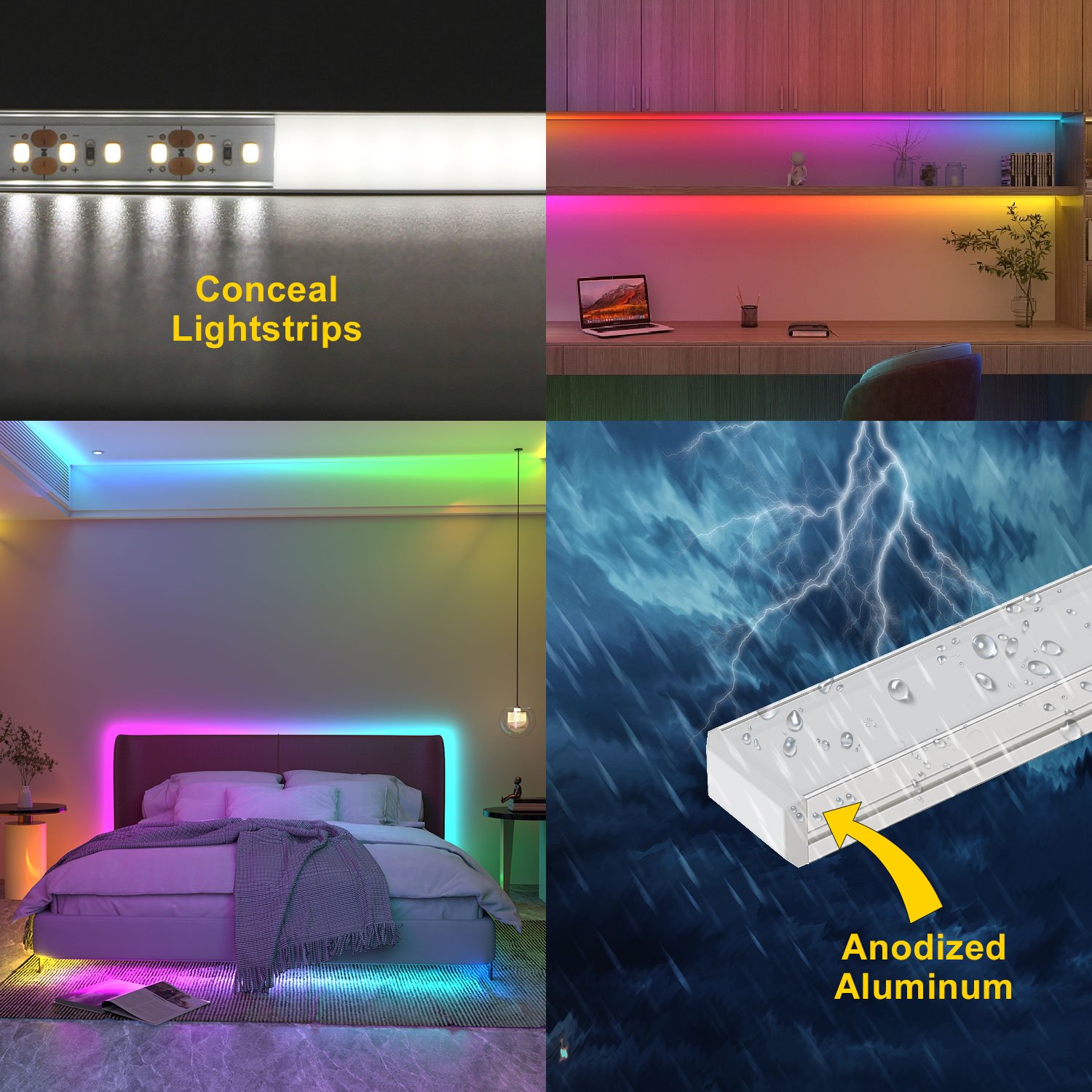 Anodized Surface Aluminium LED Profile Light Recessed Mounted LED Linear Light Aluminium Housing LED Strip Light Anodizing 90 80