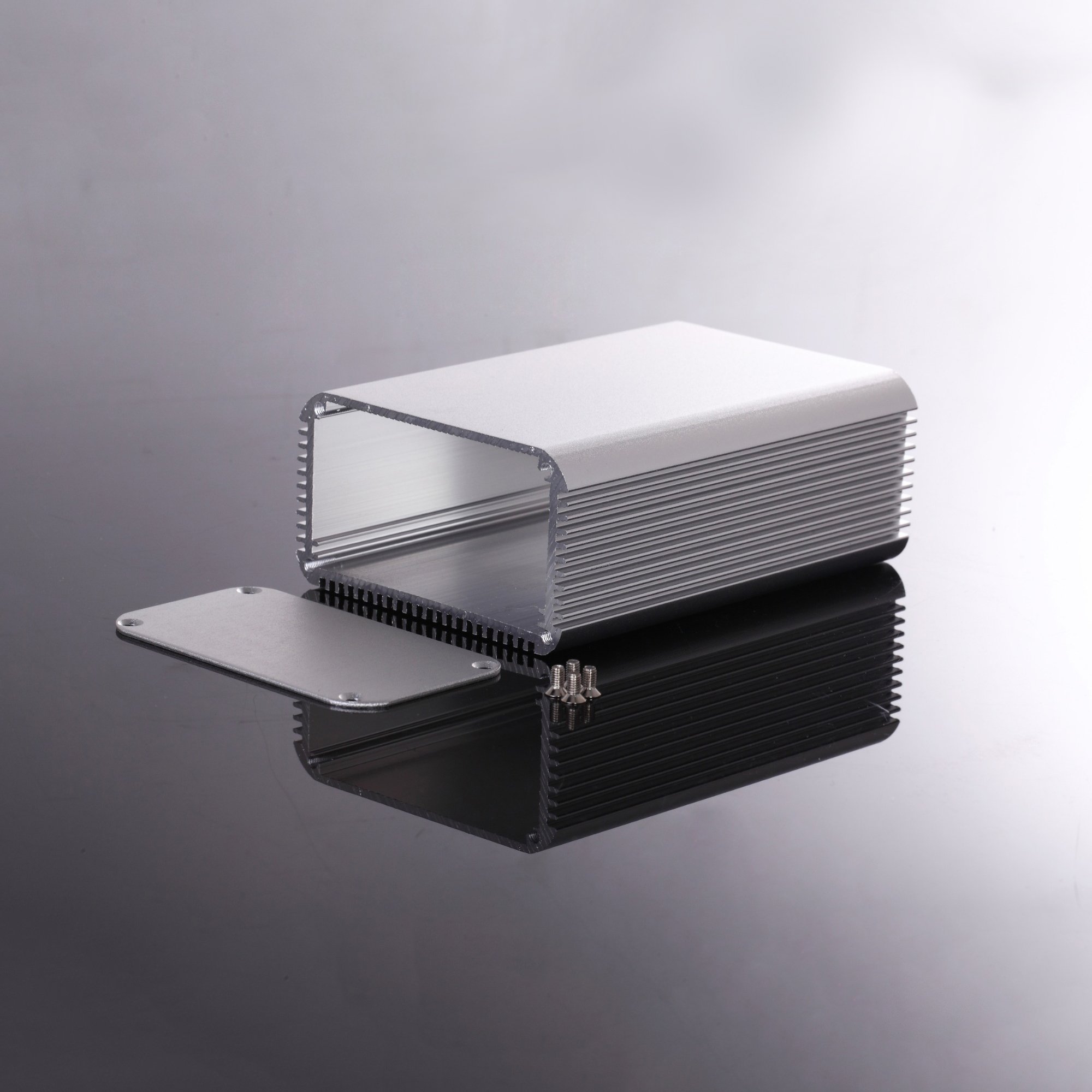 CNC milling machining custom of black aluminum housing case 420mm project box enclosure case