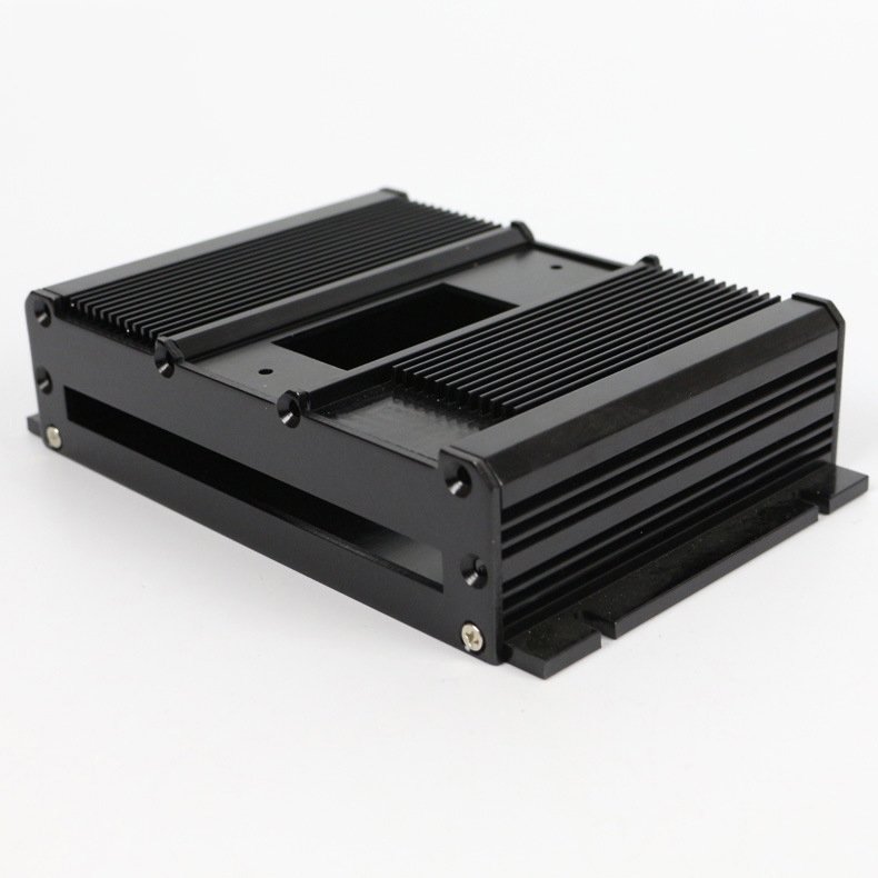 CNC milling machining custom of black aluminum housing case 420mm project box enclosure case