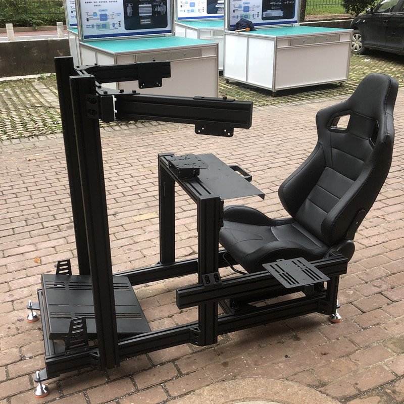 3090 aluminum profile in sim racing cockpit with adjustable keyboard tray and mouse plate full set of sim racing cockpit kit