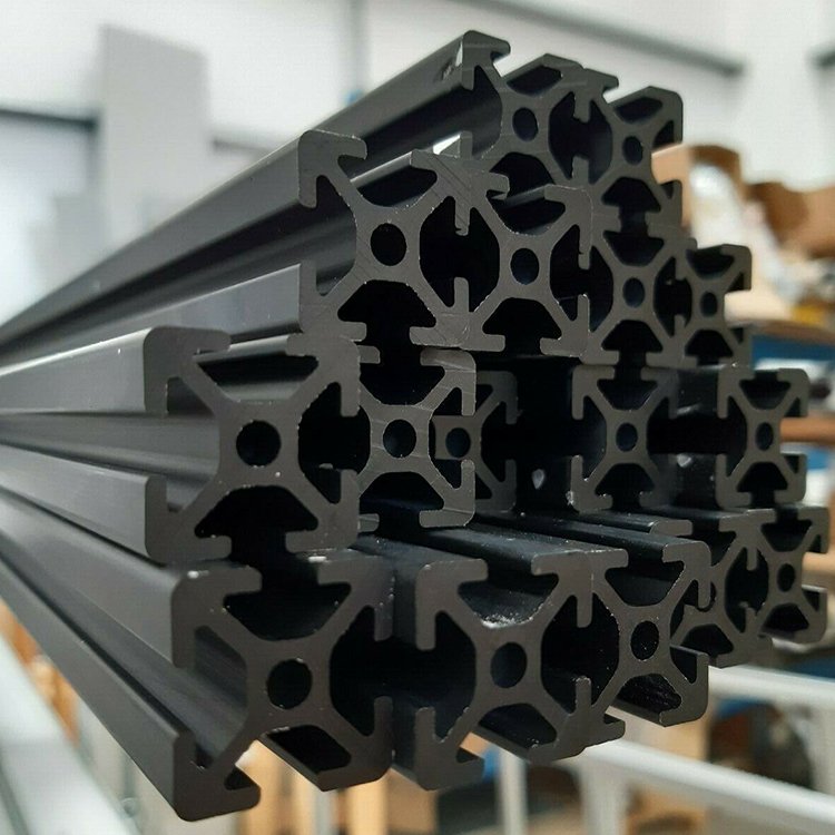 2020 3030 4040 4080 Aluminium Extrusion Profile Frame T Slot V Slot Custom Extruded Black Industrial Aluminum Profiles