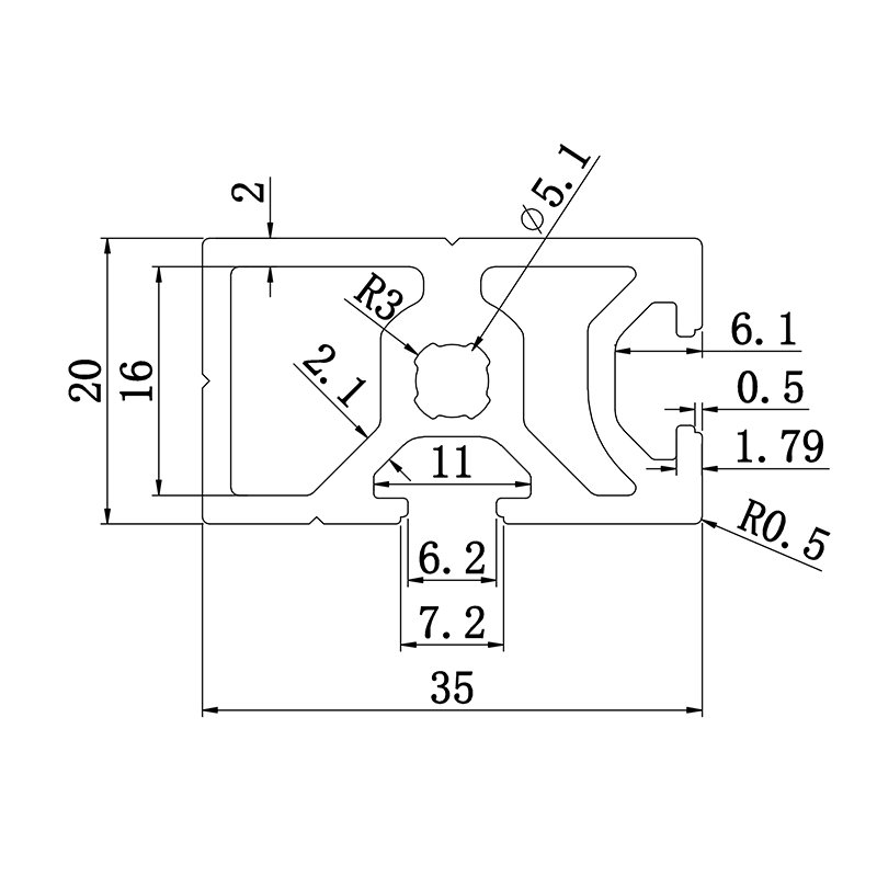 2035 T Slot Aluminum Extrusion Profile For Combined Structural Frame System