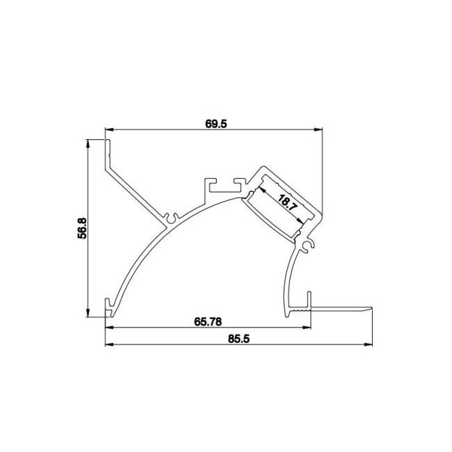 Drywall architectural gypsum led aluminum profile 86*56MM trimless plasterboard wall washer Recessed Drywall Led Aluminum