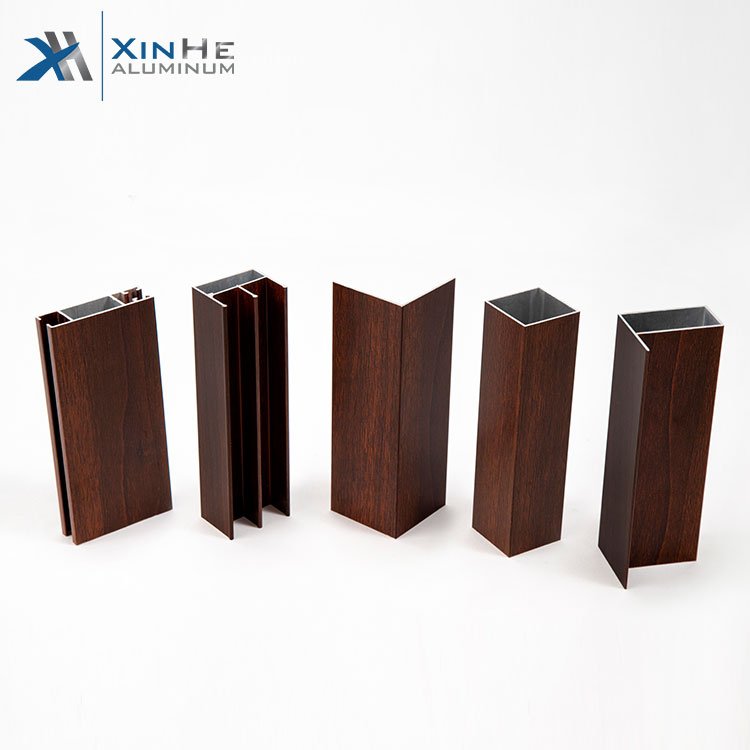 China Factory Produce Aluminum Kitchen Cabinet Profile New Design Wooden Grain
