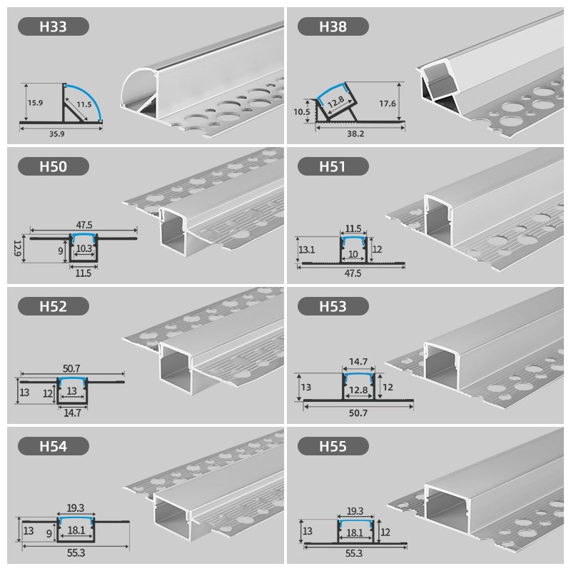 H58 for Ceiling Bar Lighting Strips Recessed Linear Profile Alu Channel Drywall Gypsum Wall Plaster LED Aluminium Profile