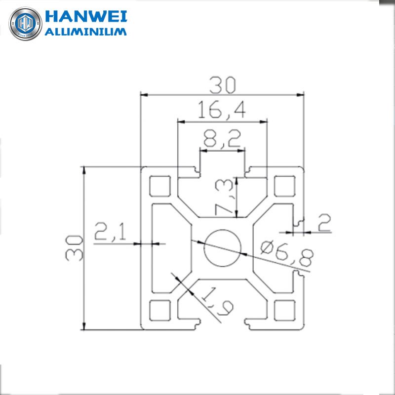 30x30 T Track Extruded Aluminium Sections 3030 Industrial Aluminum profile