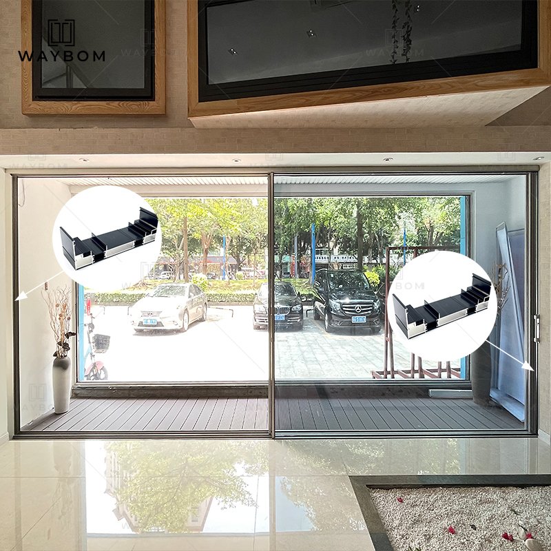 200 Thermal Break aluminium hidden track for sliding door aluminum profile slim glazing glass black aluminum frame windows doors