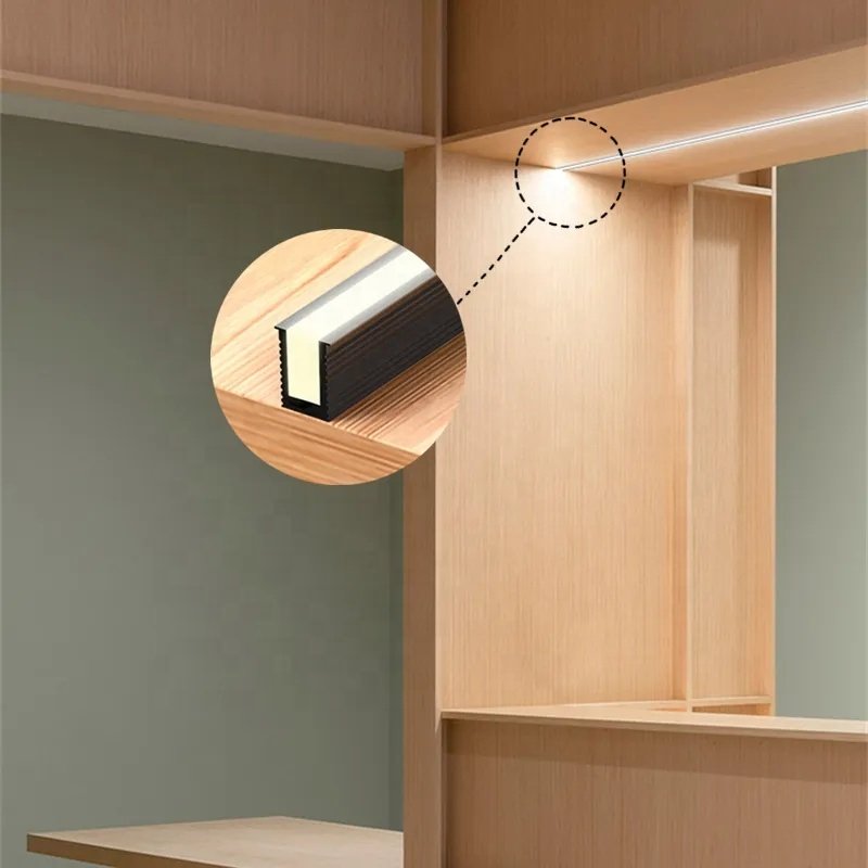 K0709 45 degree Side Glow Mini Ultra-thin LED Recessed Aluminum Profiles For Wood Shelf Cabinet Showcase