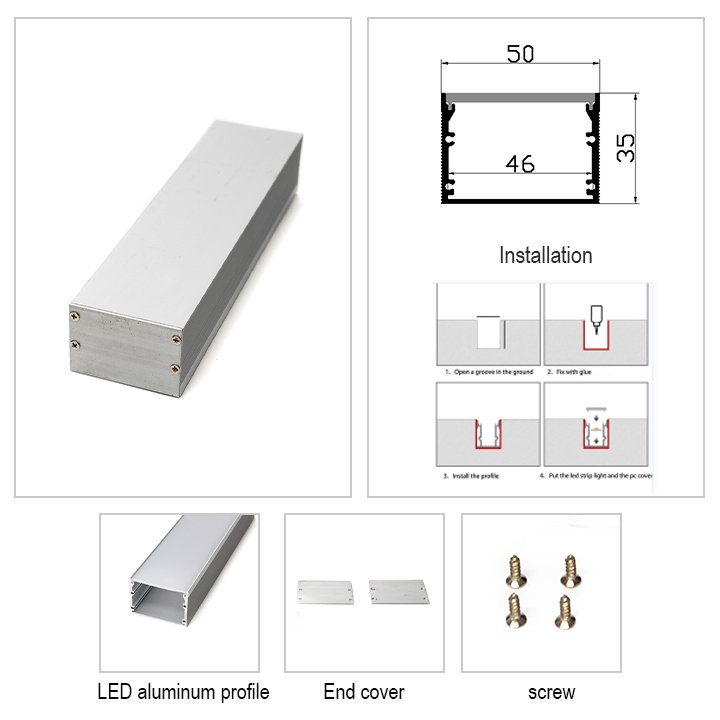 LED Strip Lights Buried Light Trough Aluminum Profile Channel Enclosure PC Diffuser Gypsum Board LED Aluminum Profile