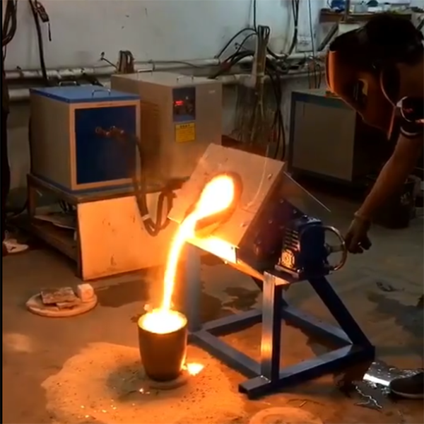 10kg-150kg Small tilting iron scrap industrial induction furnace for melting casting scrap metal steel copper aluminum