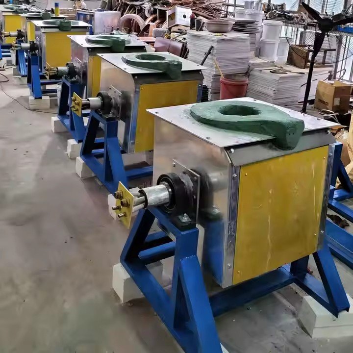10kg-150kg Small tilting iron scrap industrial induction furnace for melting casting scrap metal steel copper aluminum