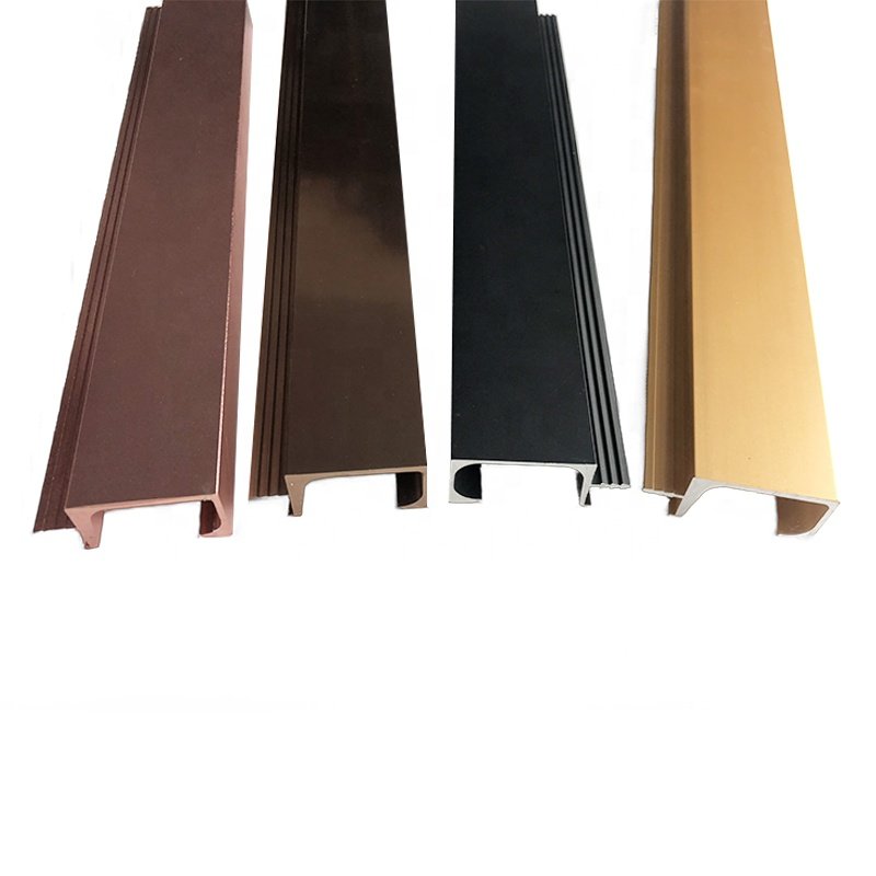 Foshan manufacturer aluminium profile glass shutter 45mm with handle , anodized aluminium profile shutter for wardrobe kitchen
