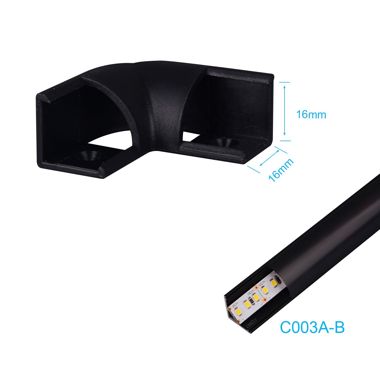 Connector for aluminum profile led strip light black CC003-B led aluminum profile accessories connector