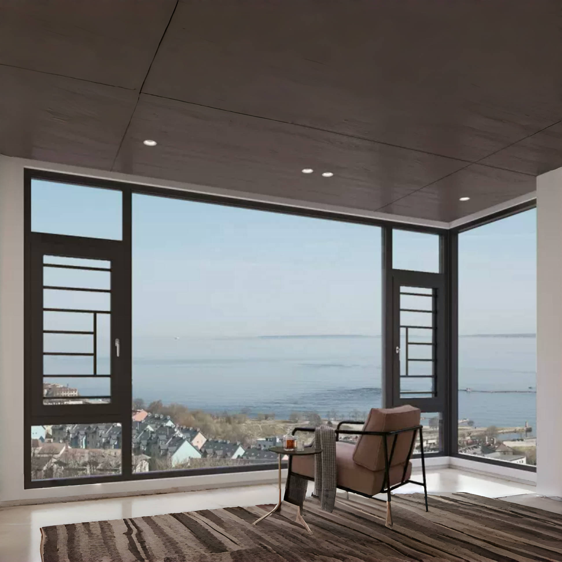 Minimalist style thermal break aluminum windows international safety standards casement window for living room