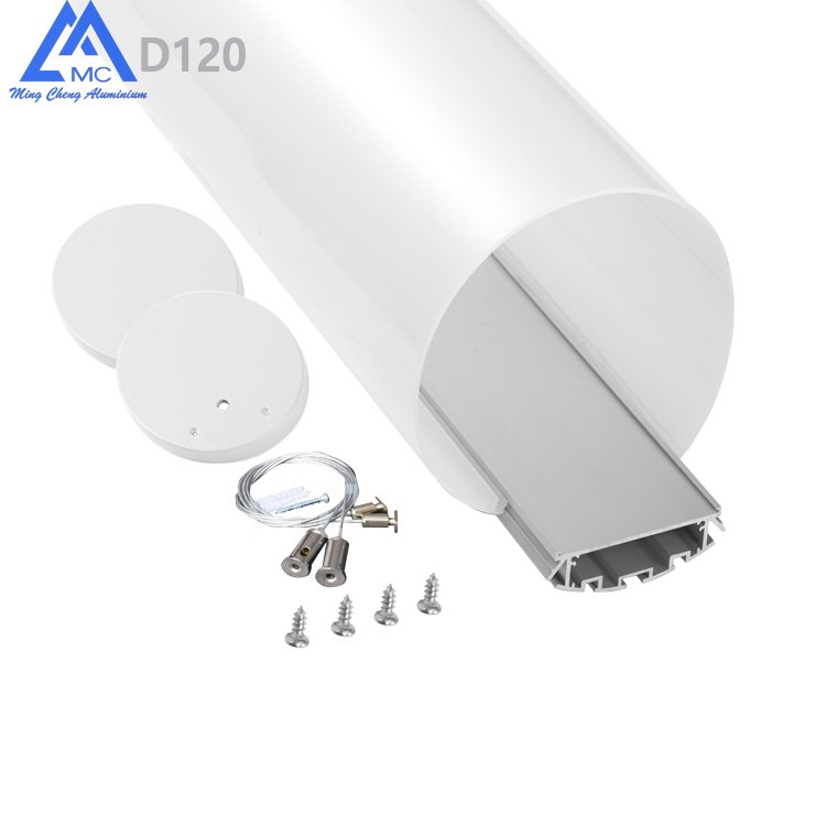 Round luminous aluminum profile 20mm 30mm 50mm 60mm 75mm 120mm led led aluminum profiles