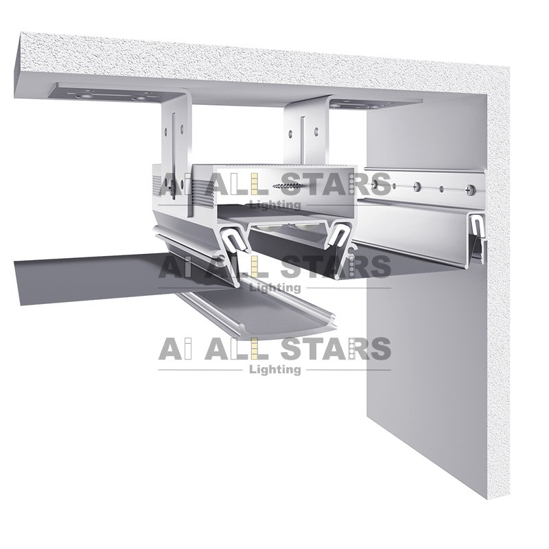 Customized Stretch Aluminium Profiles PVC Stretch Ceiling Film Accessories Wall Mounting LED Aluminum Profile With PC Cover