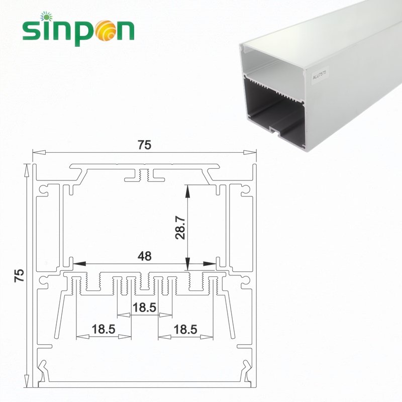 75MM Aluminum U Slot led Strip Panel Aluminium Profile for Pendant Light Available with Opal Matte Semi-clear Clear Diffuser