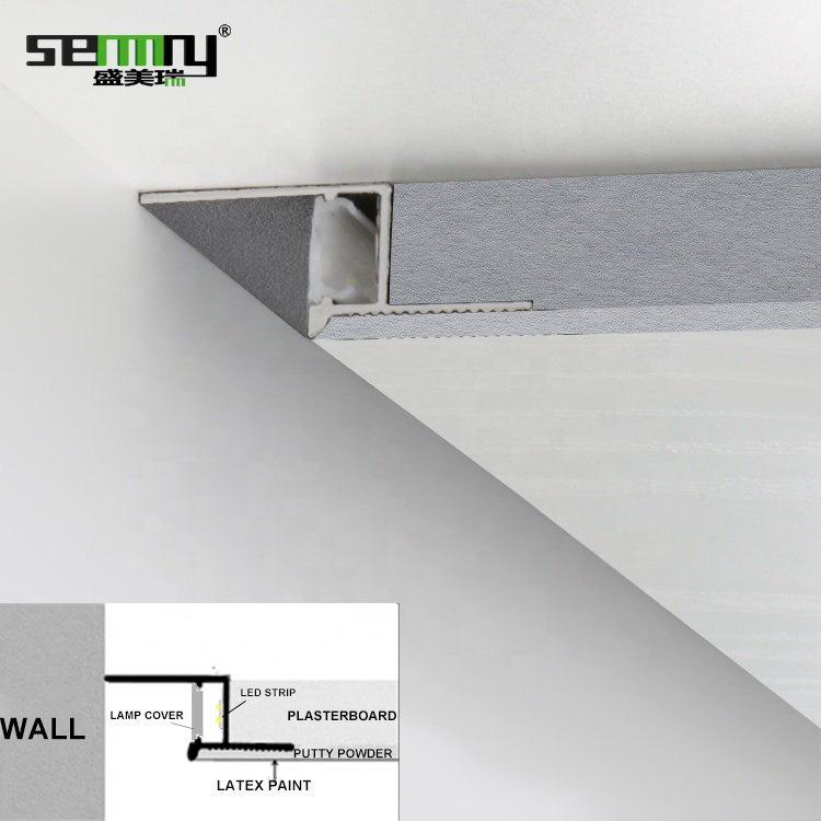 New Arrivals surface mounted ceiling linear lamp corner wall decorative aluminum ceiling profile black tile edging profile