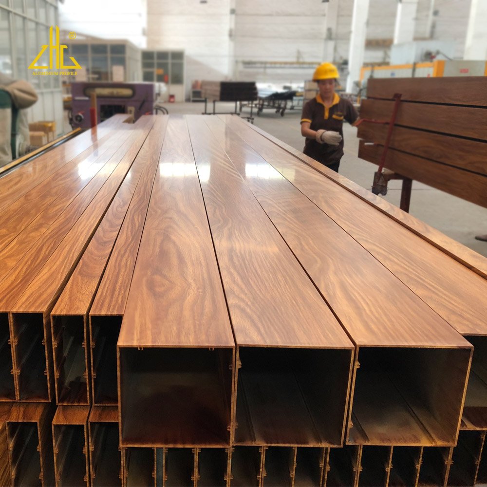 Wood Grain Aluminum Tube,Powder Coating Aluminum Profile,OEM Wood Grain Extrusion