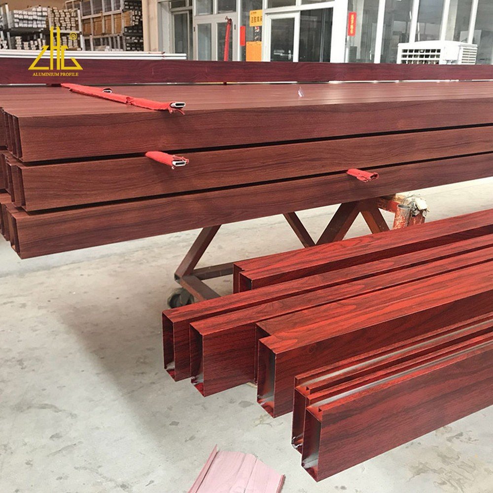 Wood Grain Aluminum Tube,Powder Coating Aluminum Profile,OEM Wood Grain Extrusion