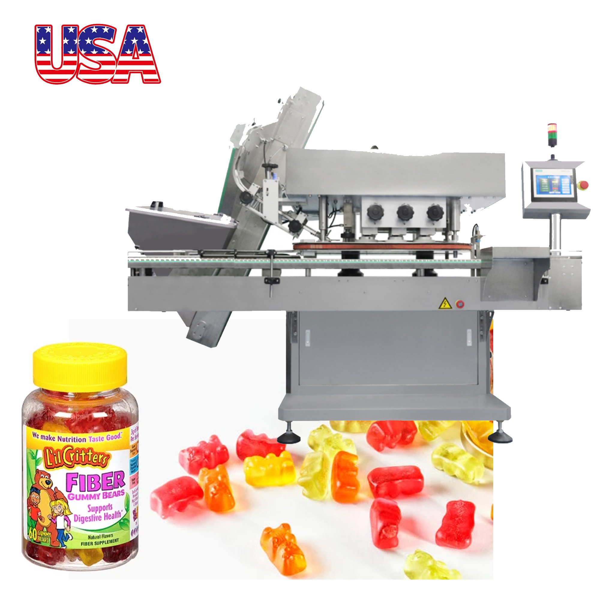 Automatic 8-16 Channel Counting Gummy Bear jelly Candy bottle Packaging Machine functional candy jar packing machine for doypack