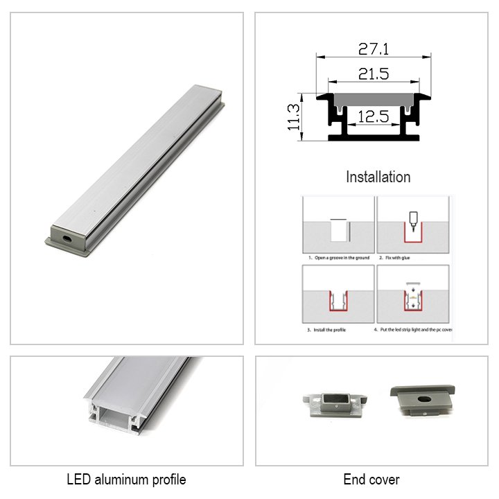 LED Strip Lights Buried Light Trough Aluminum Profile Channel Enclosure PC Diffuser Gypsum Board LED Aluminum Profile