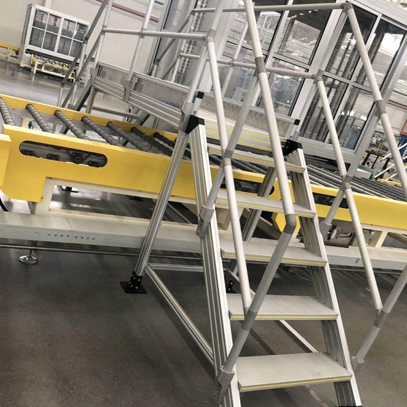 Industrial Aluminium Profiles Climbing Platform Ladder Aluminum Stepping Stairs With Platform