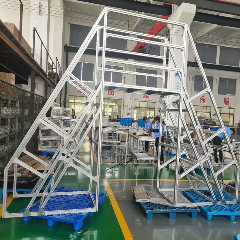Industrial Aluminium Profiles Climbing Platform Ladder Aluminum Stepping Stairs With Platform