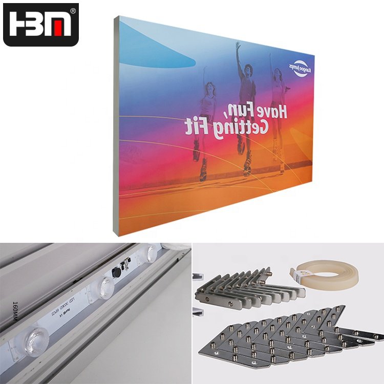 Double side 160mm light box aluminium profile for textile frame